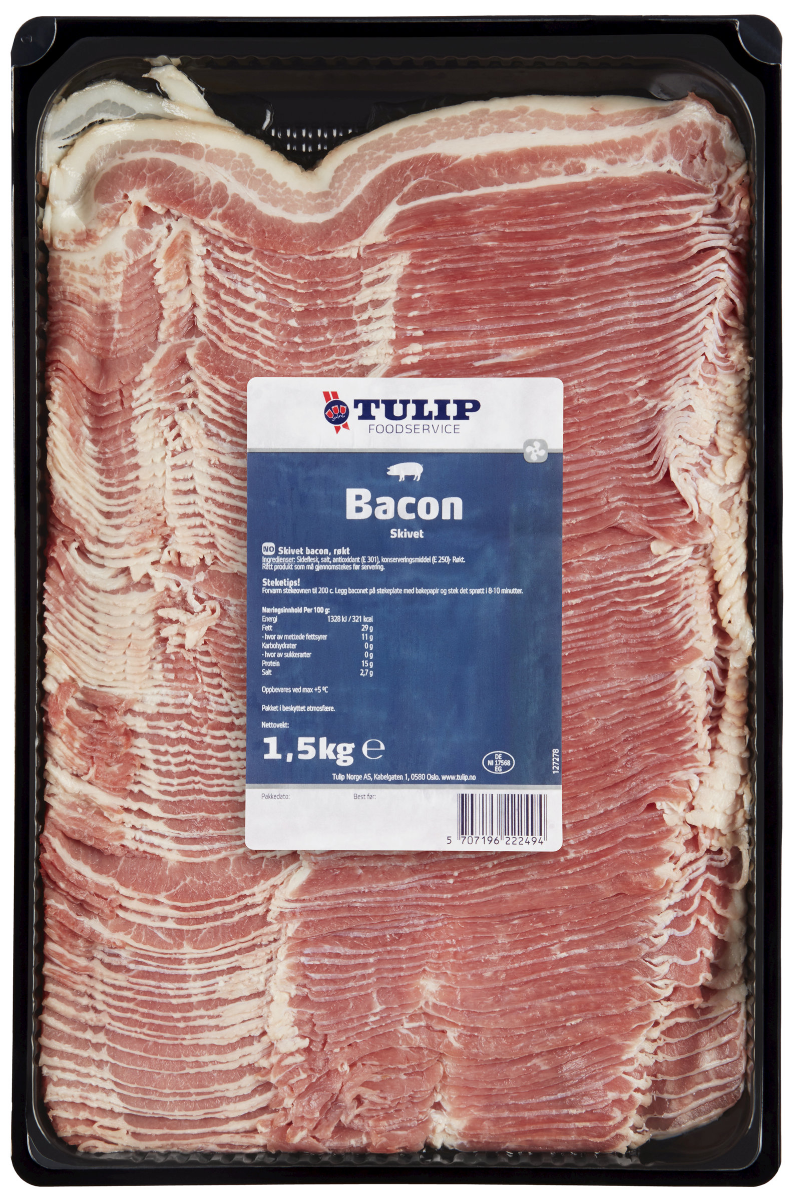 Bacon skivet 1,5kg