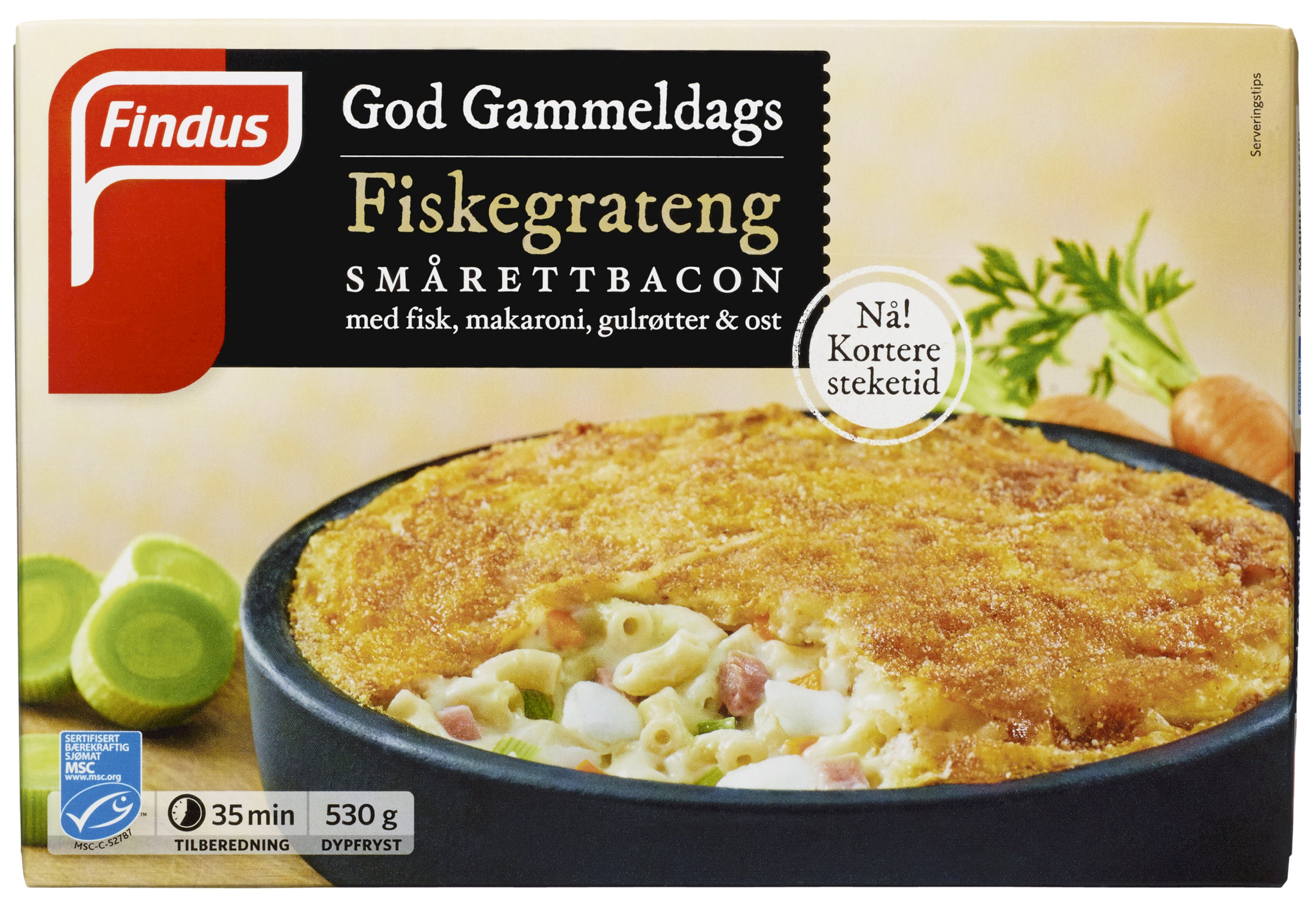 Fiskegrateng smårettbacon 530g
