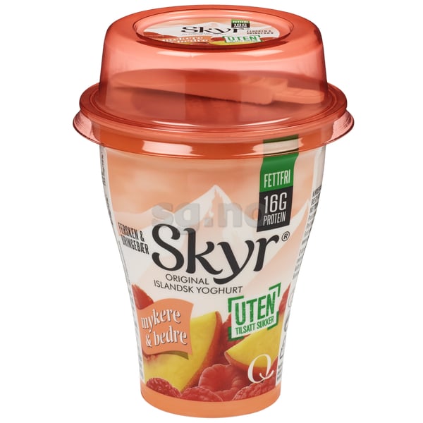 Skyr fersken/bringebær beger 160g