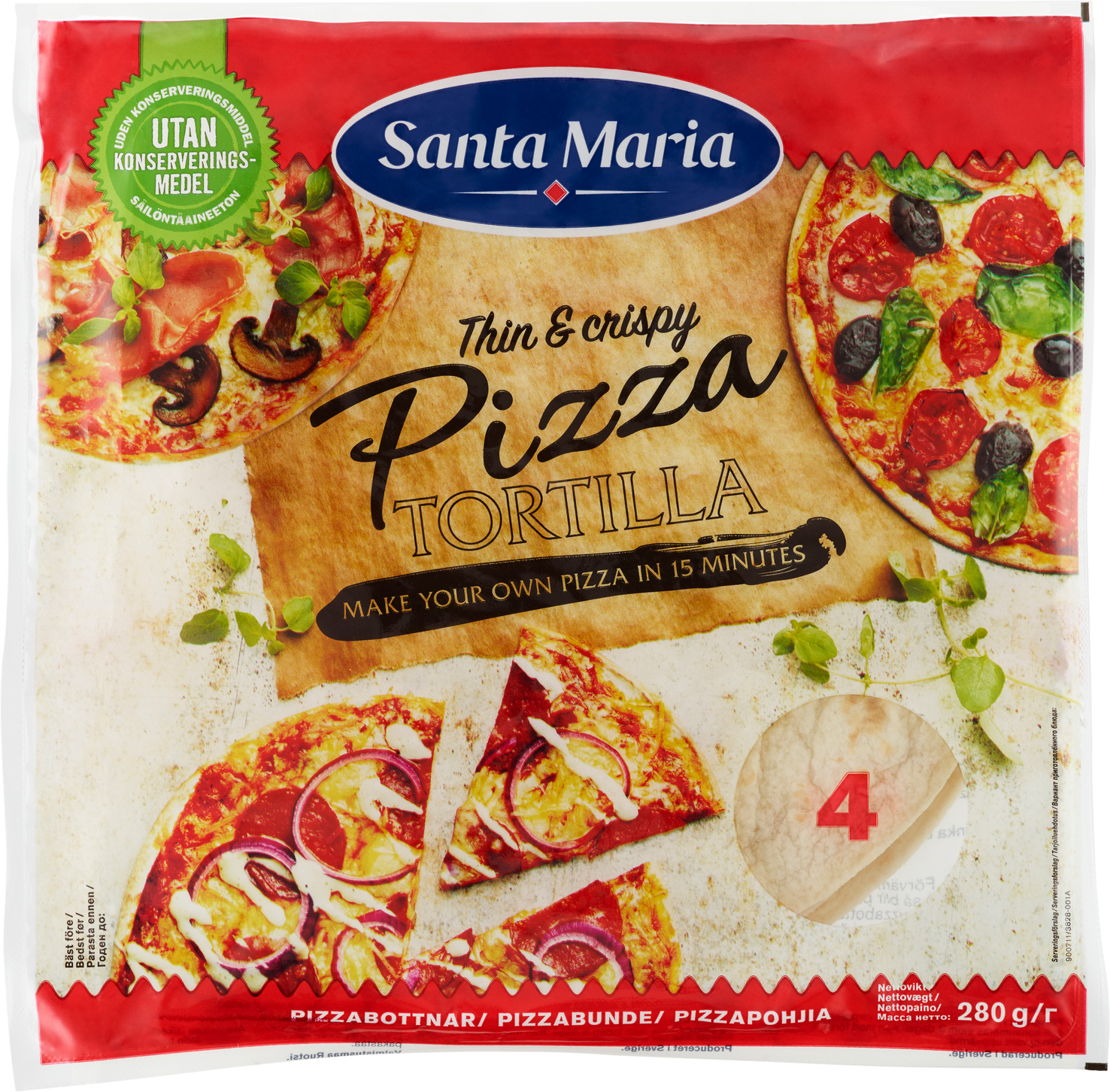 Pizza tortilla 280g