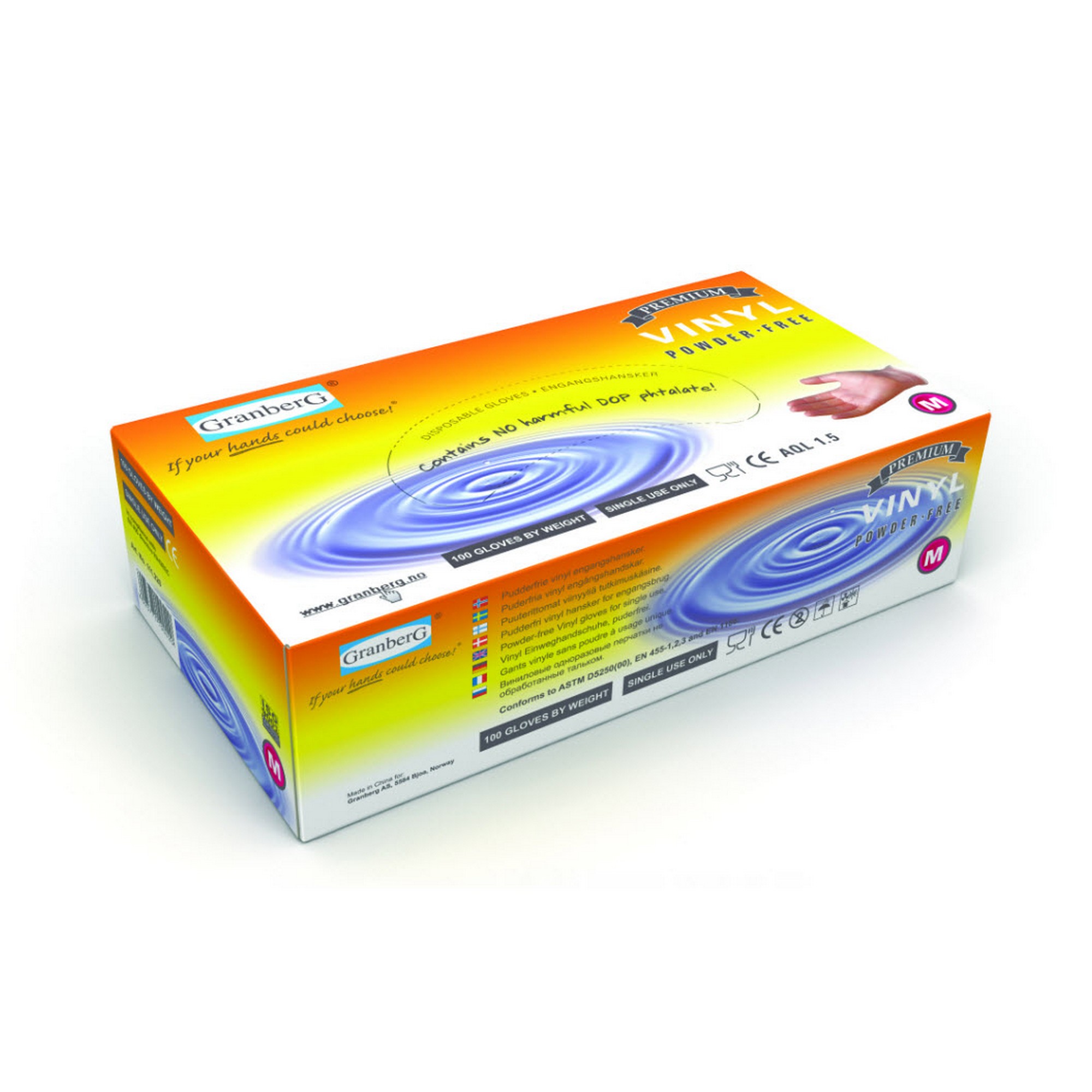 Hansker vinyl conf. pf medium 100stk
