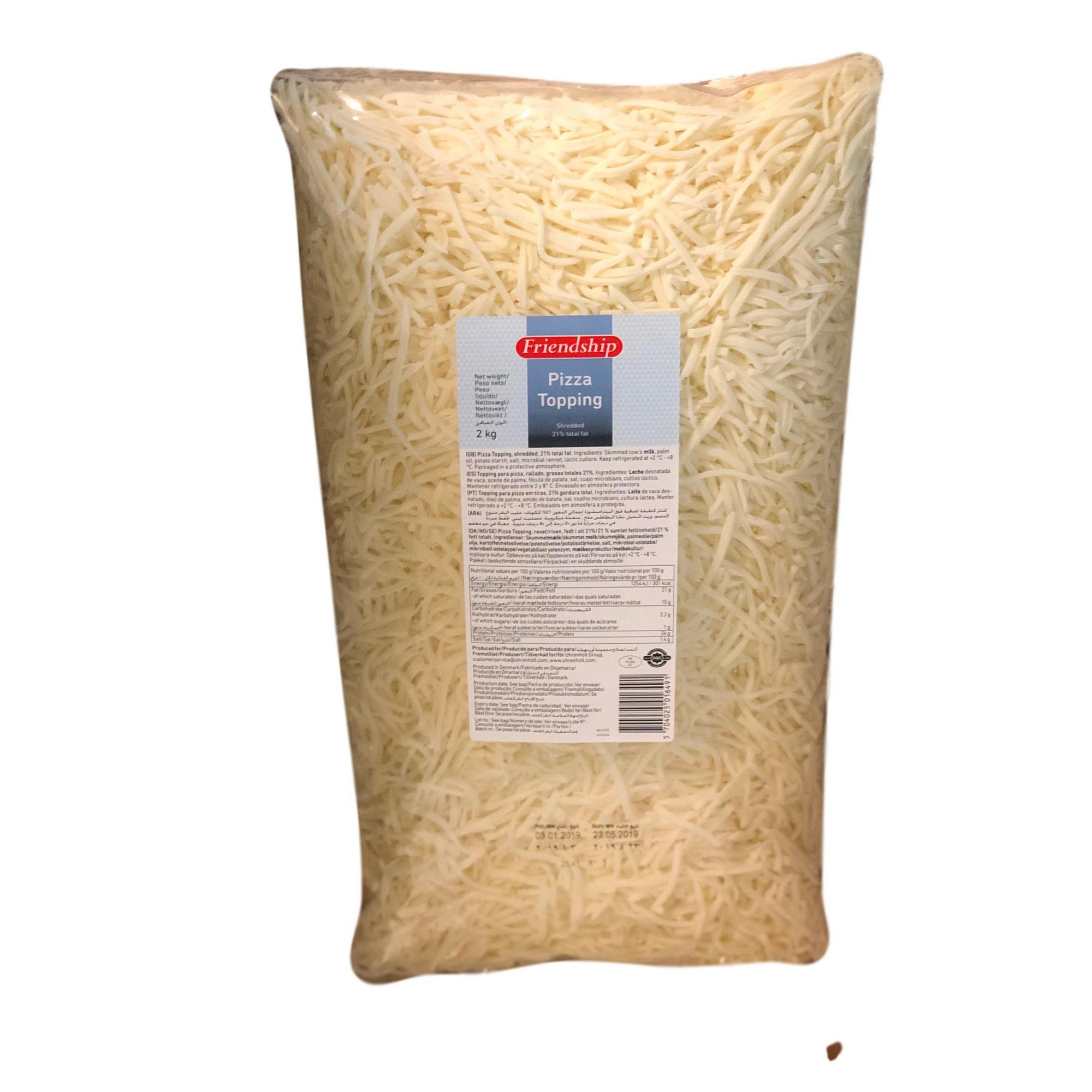 Dansk pizzatopping friendship revet 2kg