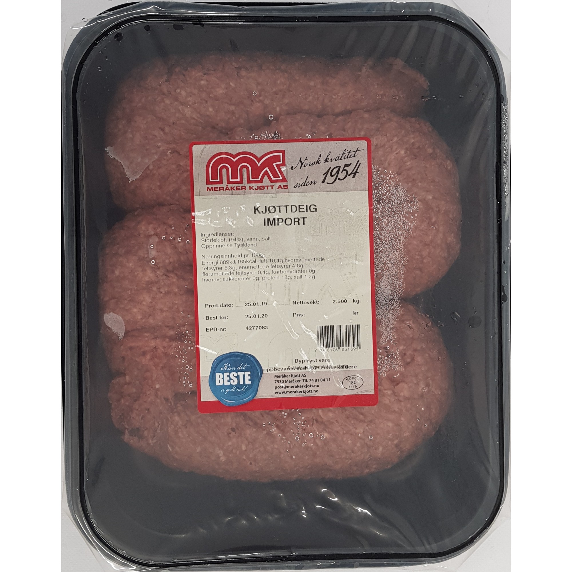 Kjøttdeig rå import     2,5kg