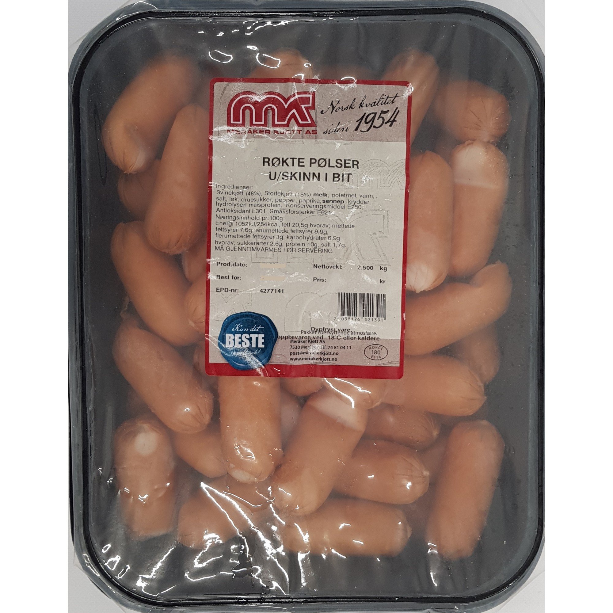 Røkte pølser i bit 2,5kg