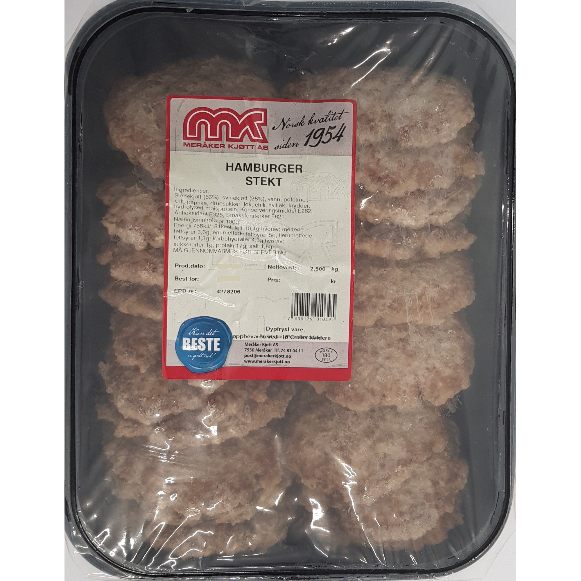 Hamburger stekt 2,5kg