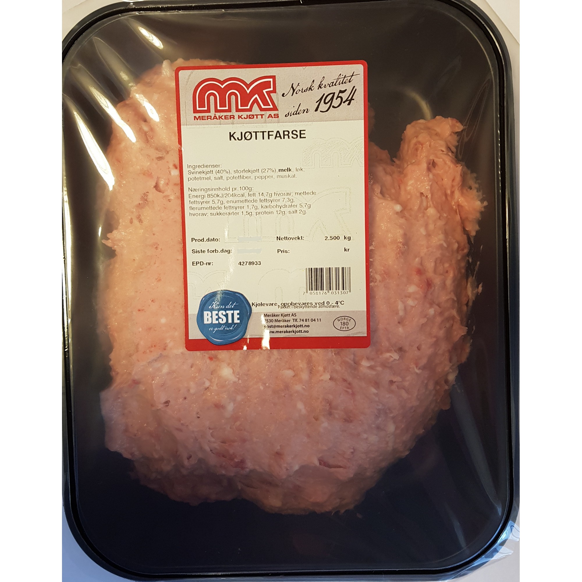 Kjøttfarse rå  2,5kg