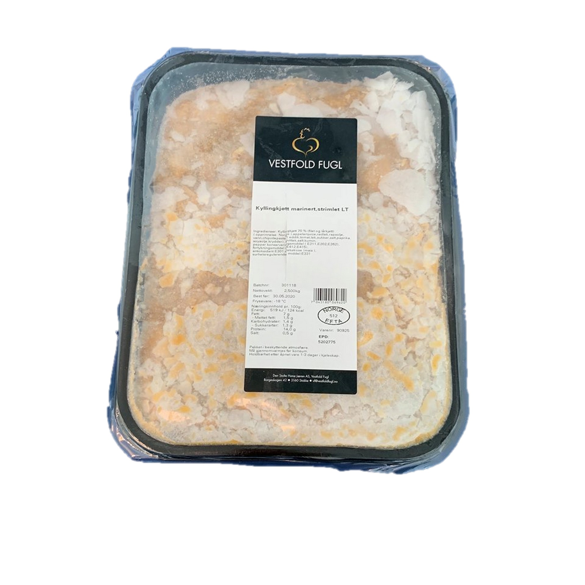 Kyllingkjøtt marinert strimlet lt 2,5kg