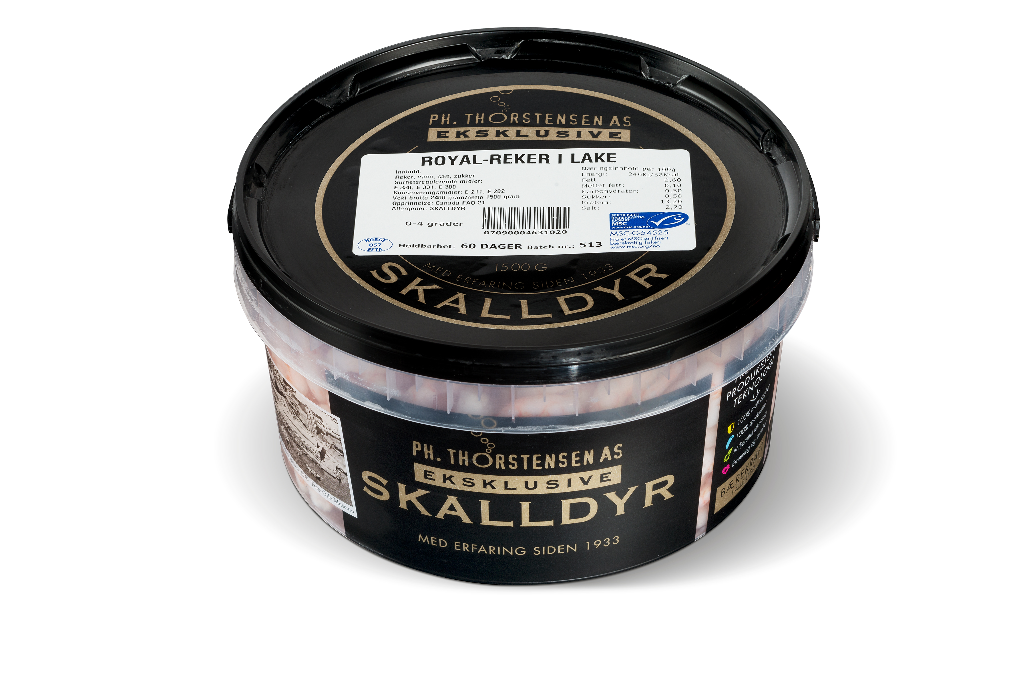 Royale reker i lake msc 1,5kg