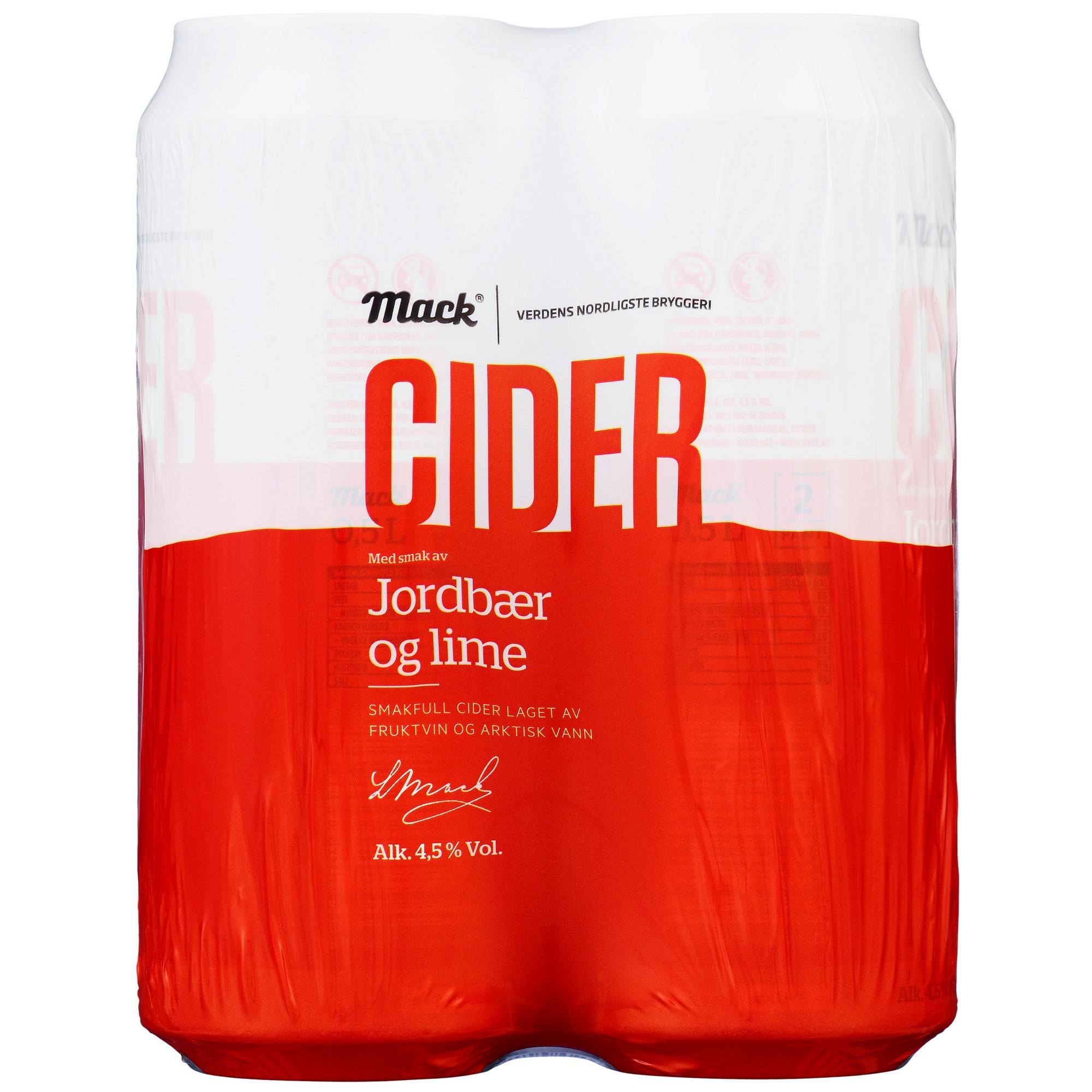 Cider jordbær/lime bx 4,5% 24x0,5l