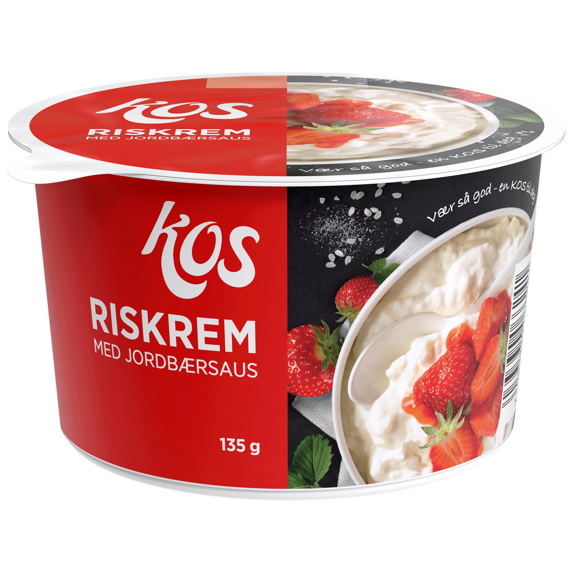 Kos riskrem med jordbærsaus 135g