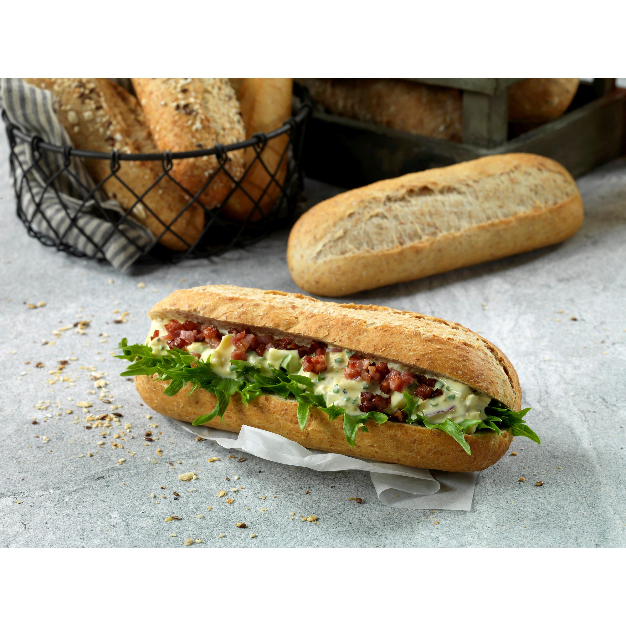 Baguette halvgrov   70x90g