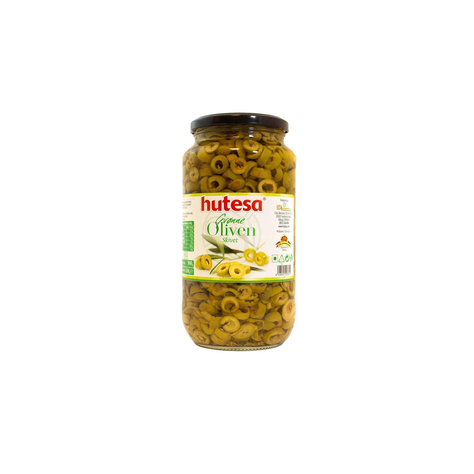 Grønn oliven skivet 900g