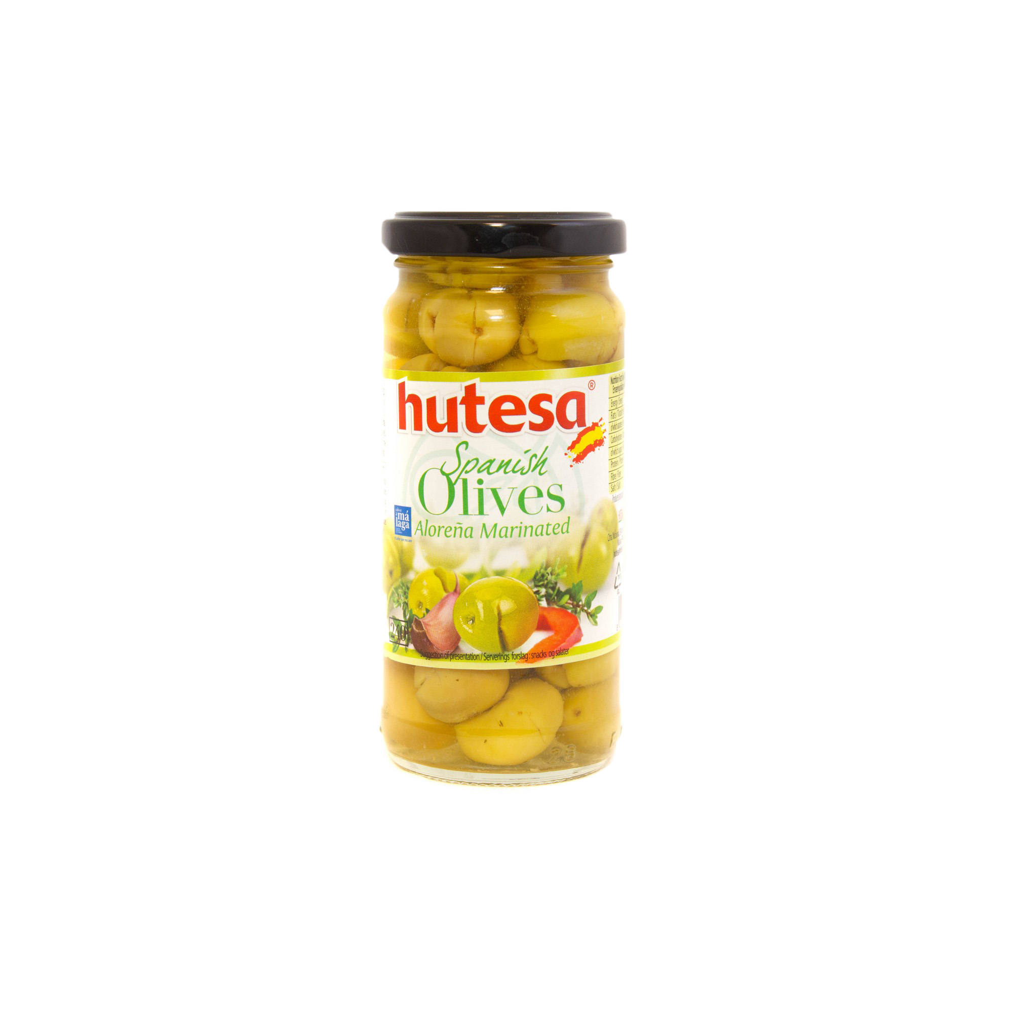 Grønne oliven alorena marinert m.sten   230g