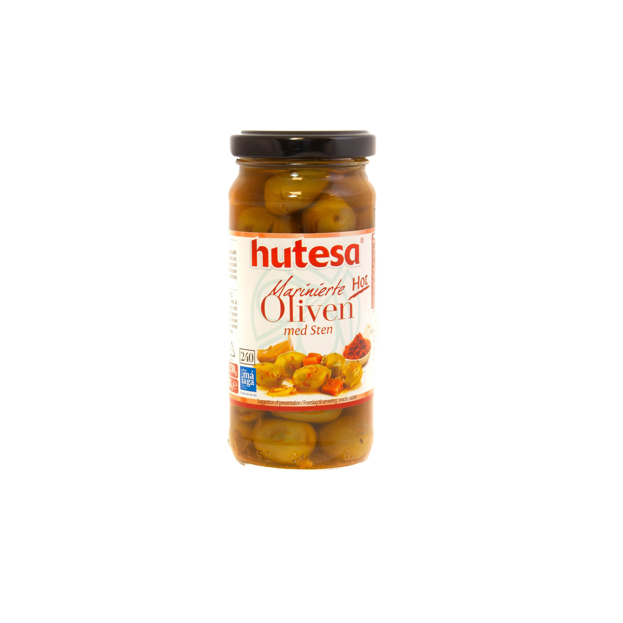 Grønne oliven marinerte hot hvitløk 230g