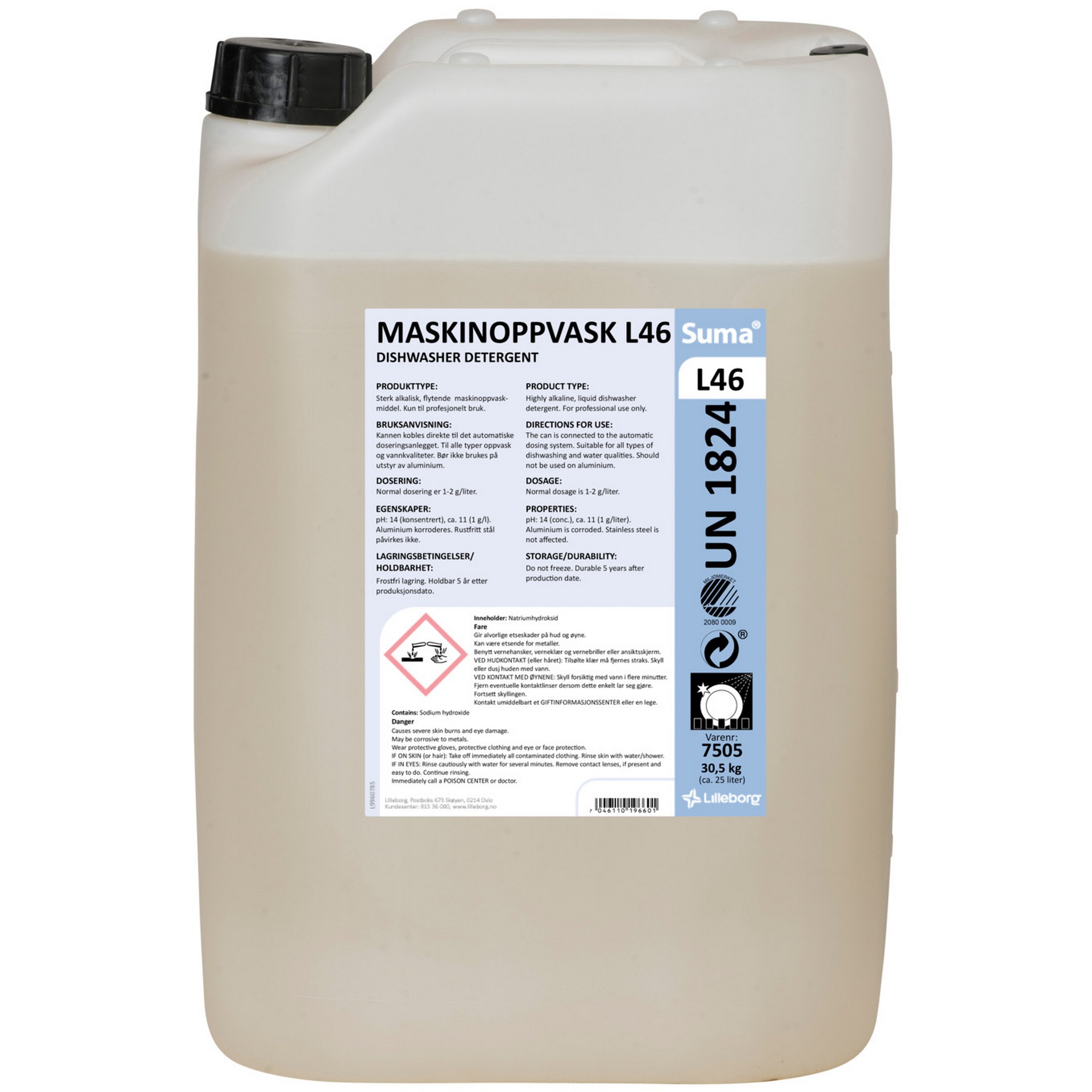 Maskinoppvask sun prof. power l46  30,5kg  25l