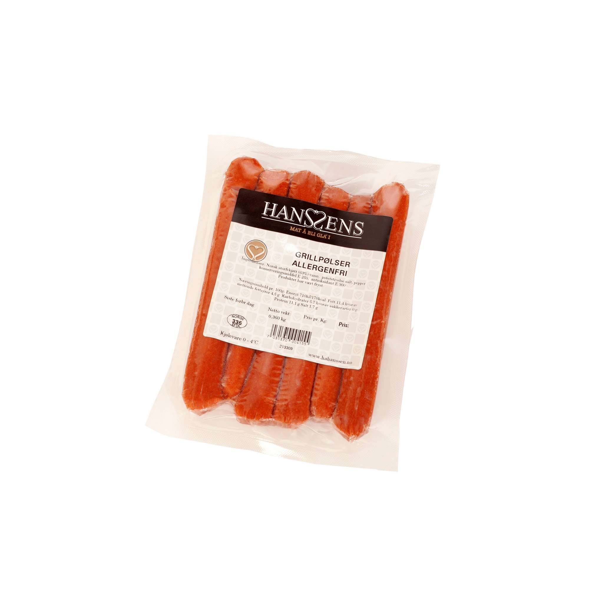 Grillpølser allergenfri 360g