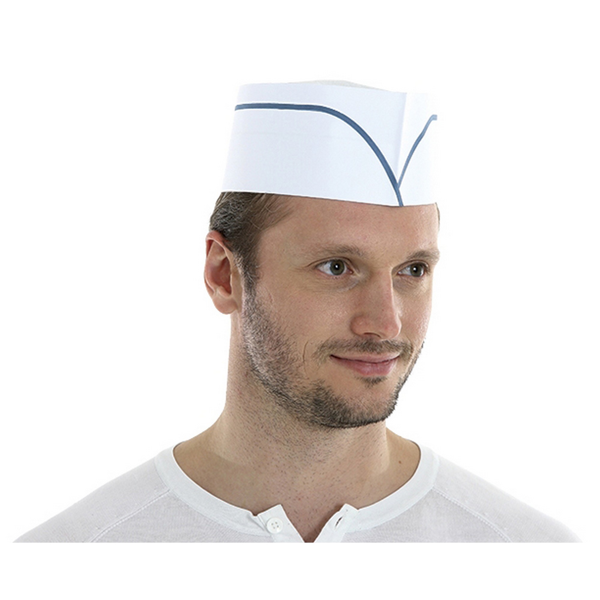 Båtlue m blå stripe 100stk