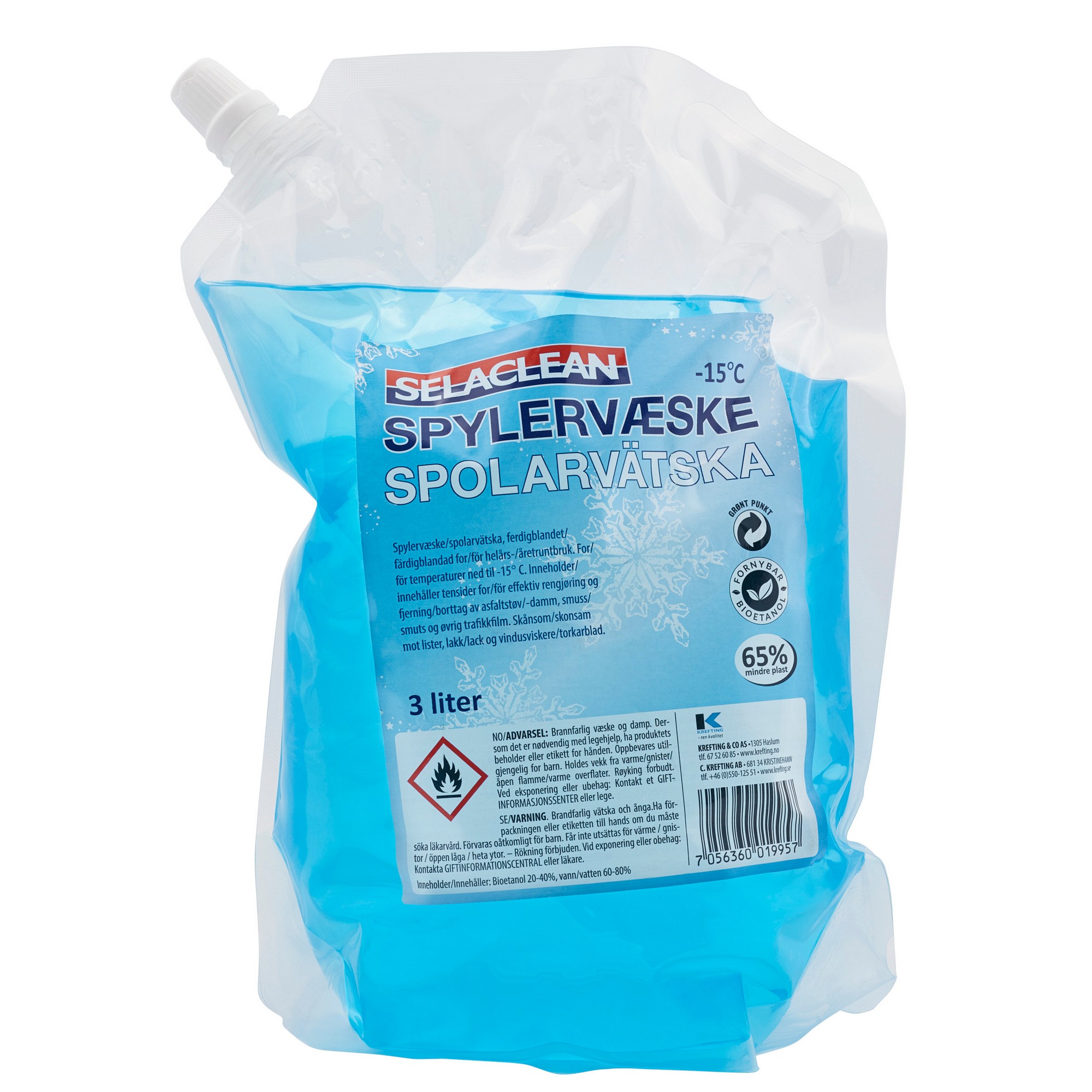 Spylervæske pose -15 c 3l