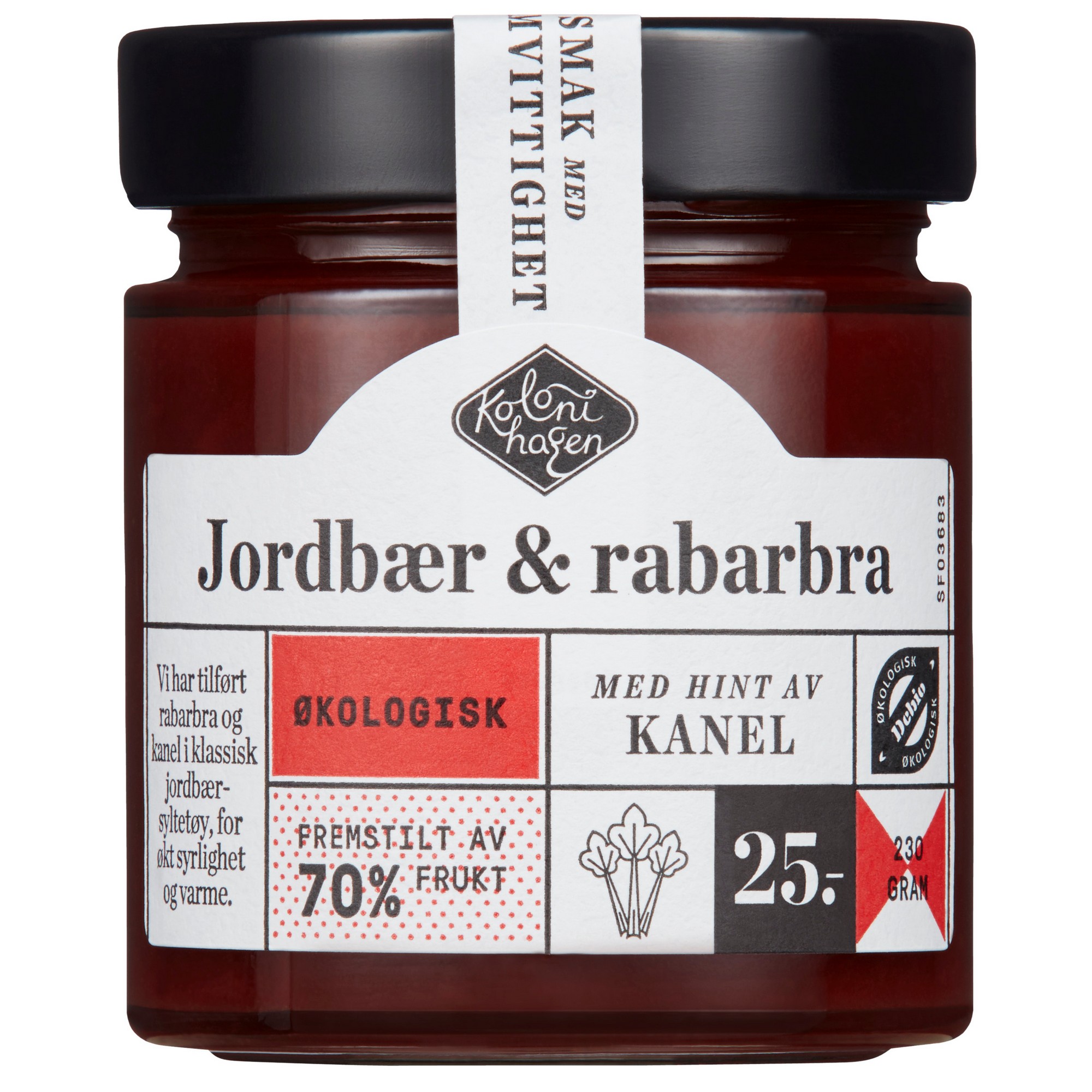 Syltetøy jordbær og rabarbra økol. 230g