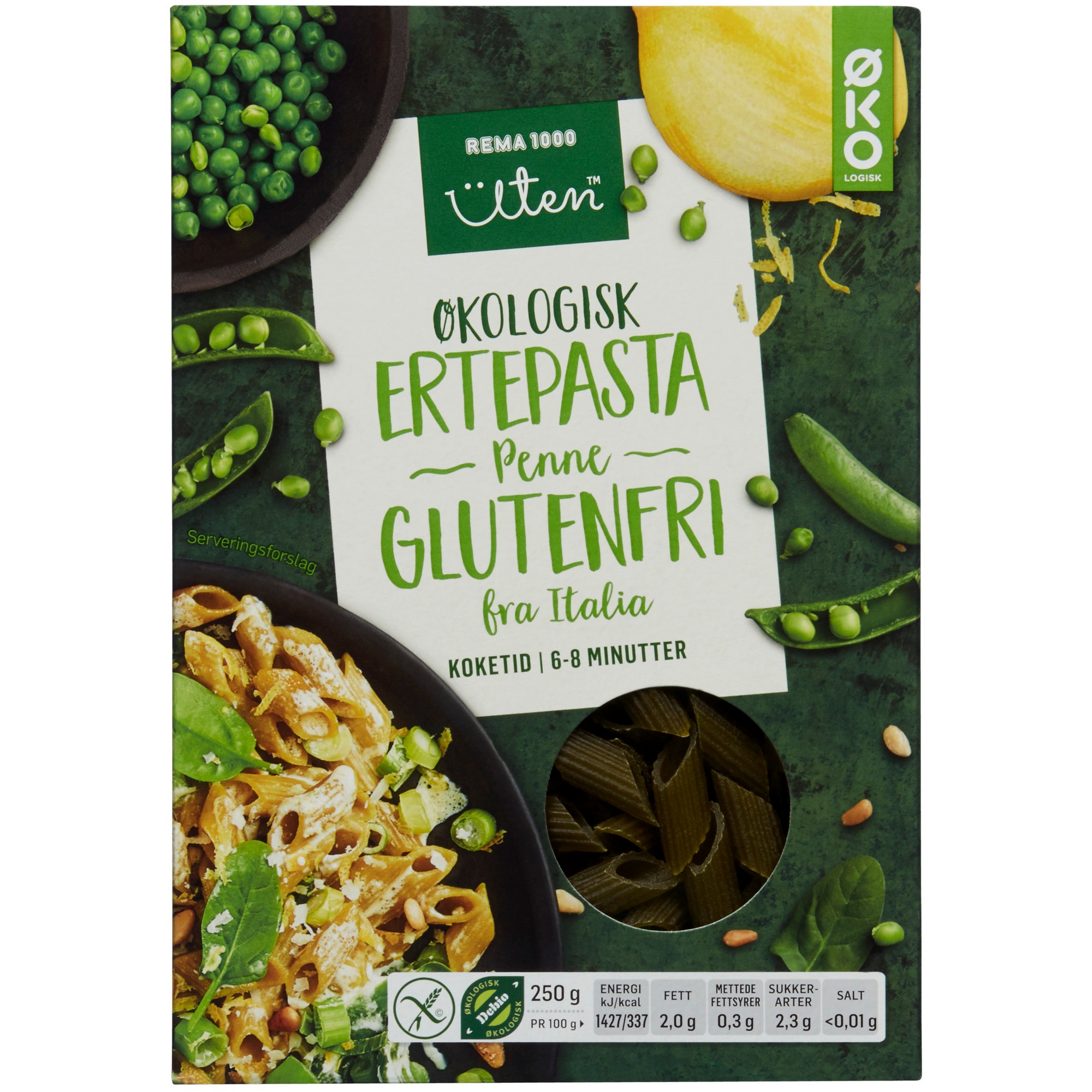 Ertepasta penne glutenfri økol. 250g