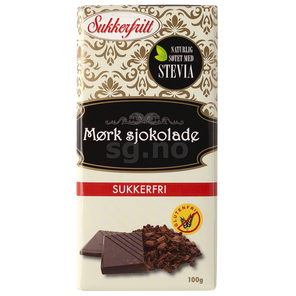 Sukkerfritt s/f mørk sjok stevia 100g