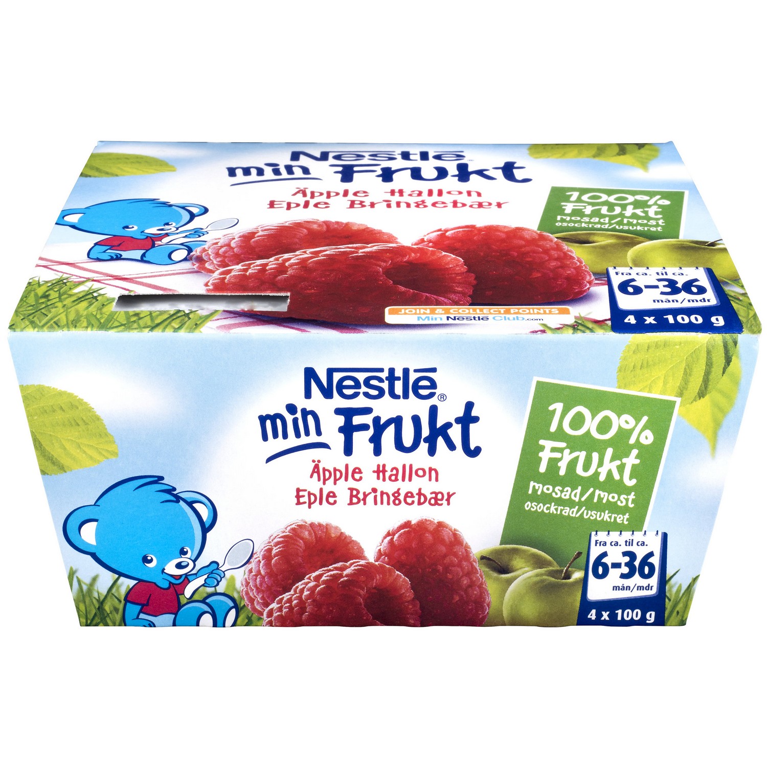 Min frukt eple bringebær 400g