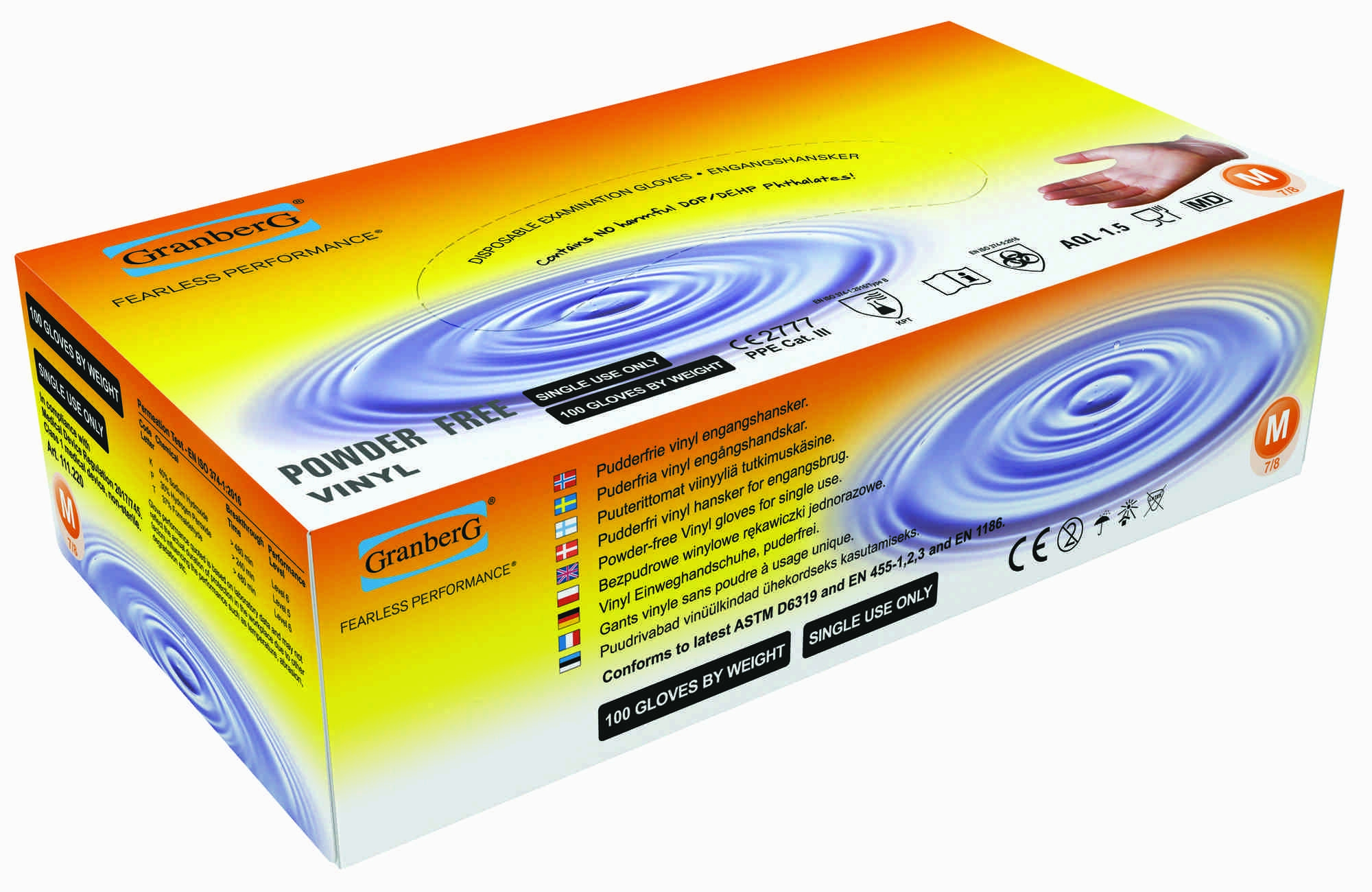 Engangshanske vinyl ftalatfri klar s   100stk