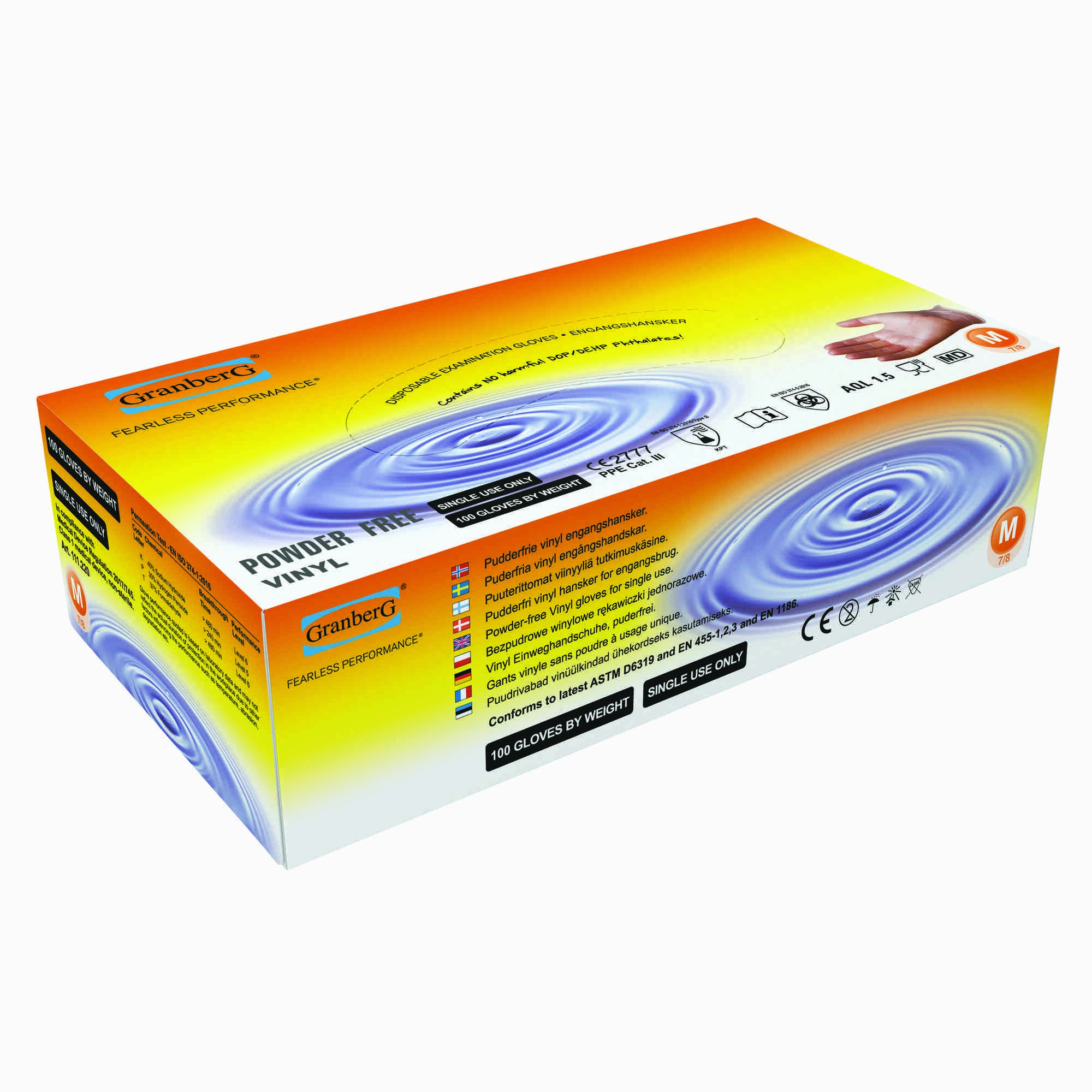 Engangshanske vinyl ftalatfri klar m   100stk