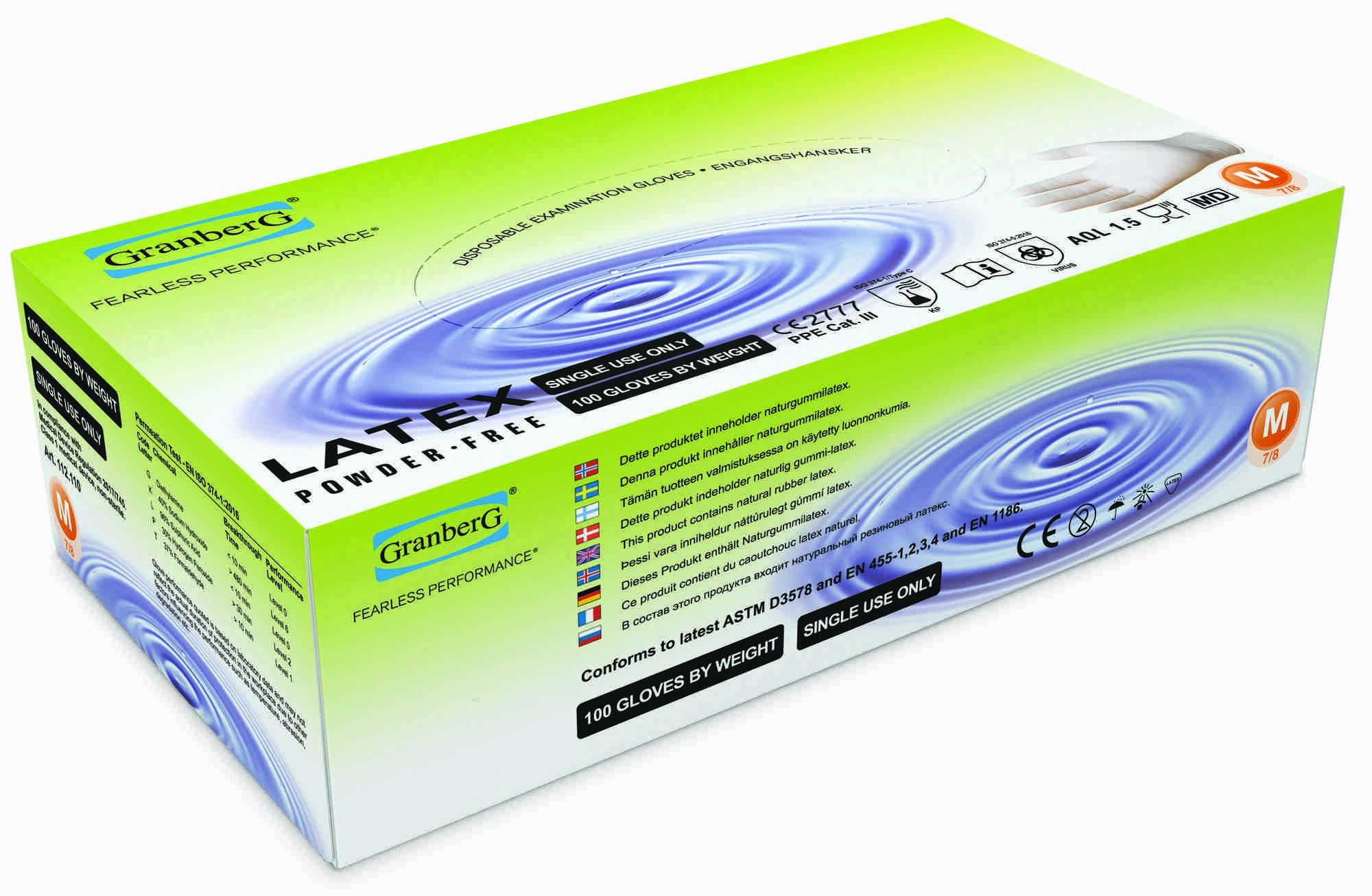 Engangshansker latex hvit s 100stk