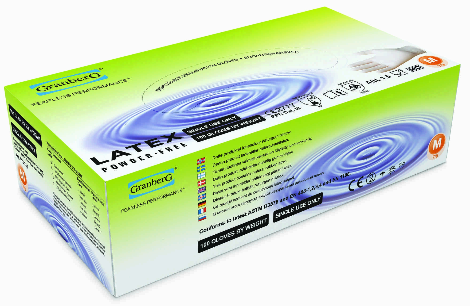 Engangshansker latex hvit m   100stk