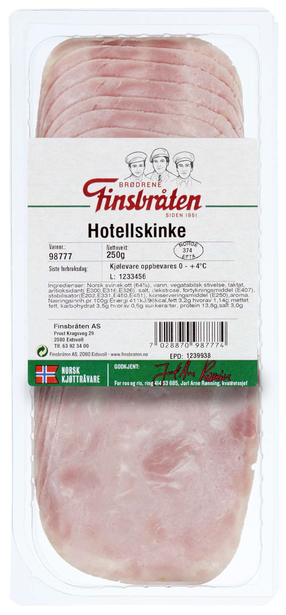 Hotellskinke skåret 250g