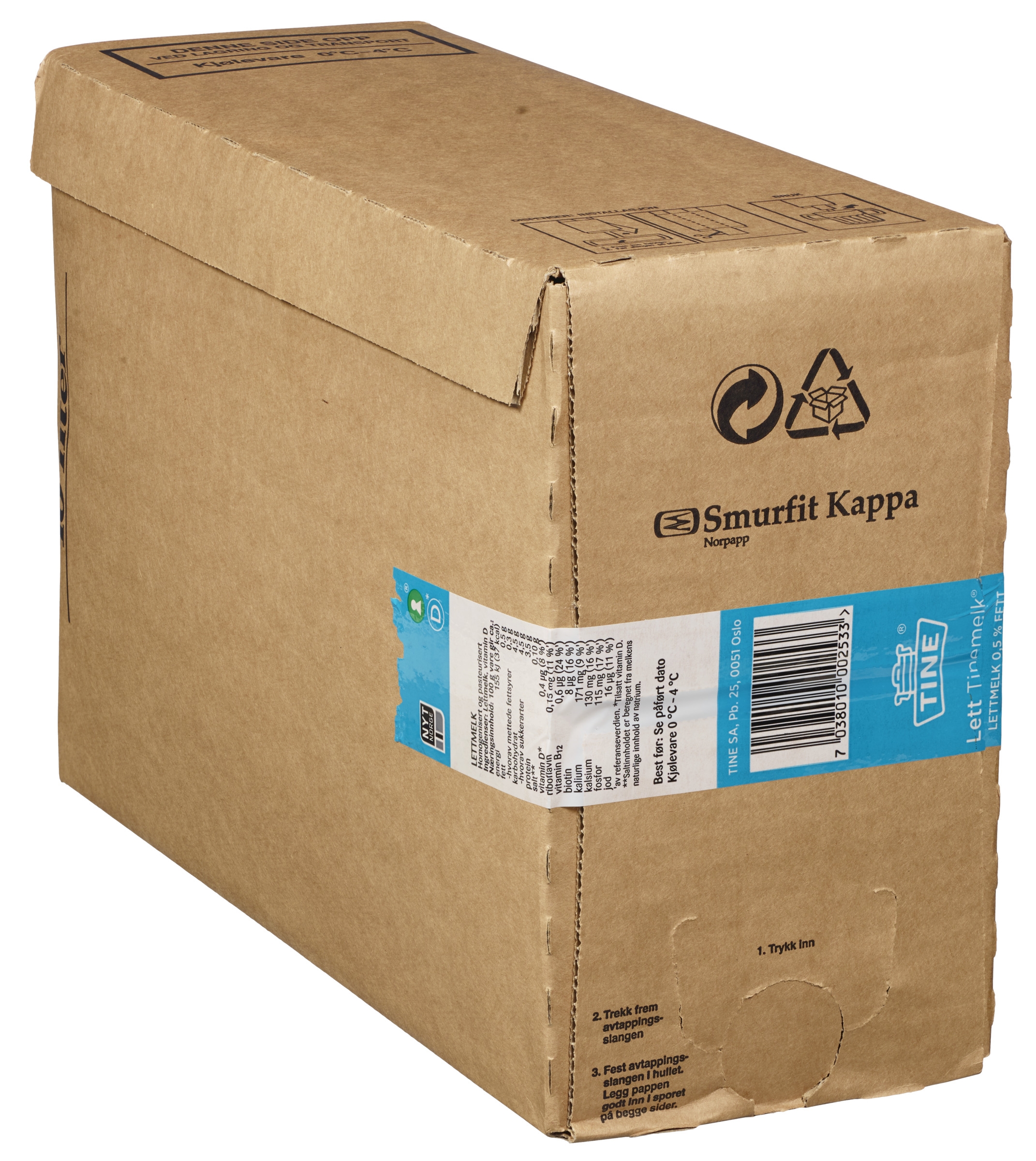 Milk low fat 0,5%  bib slim 10l
