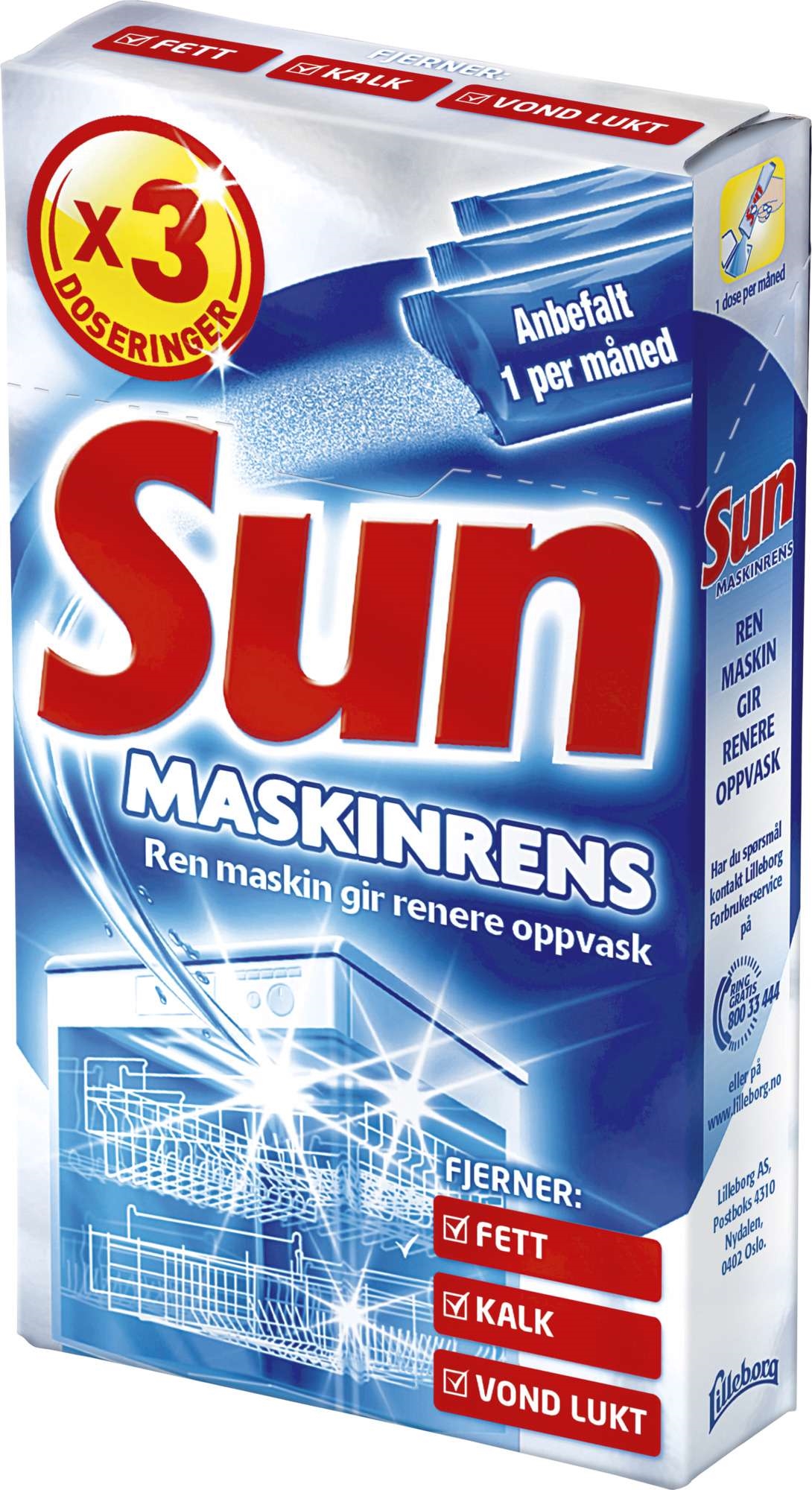 Sun maskinrens pose 3stk