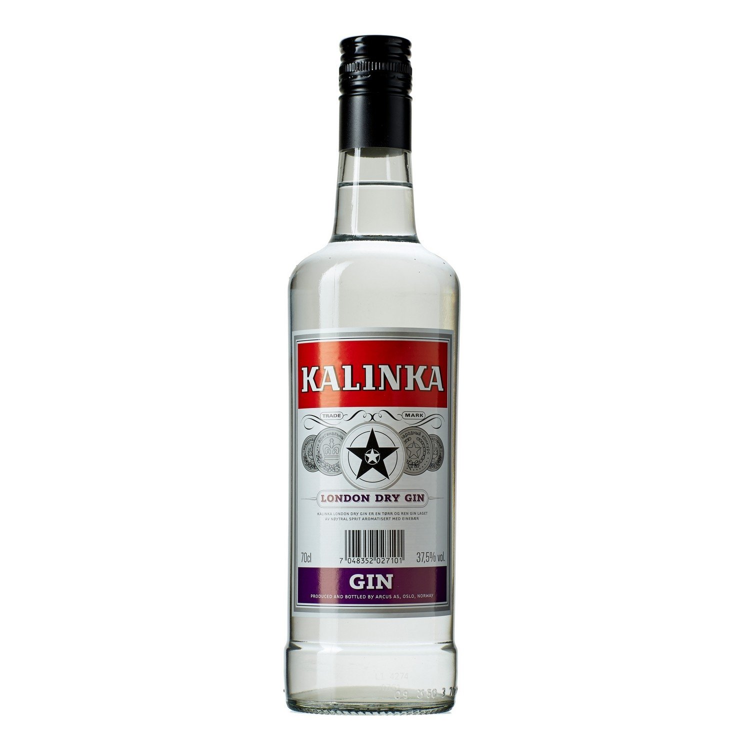 Kalinka london dry gin 37,5% 70cl