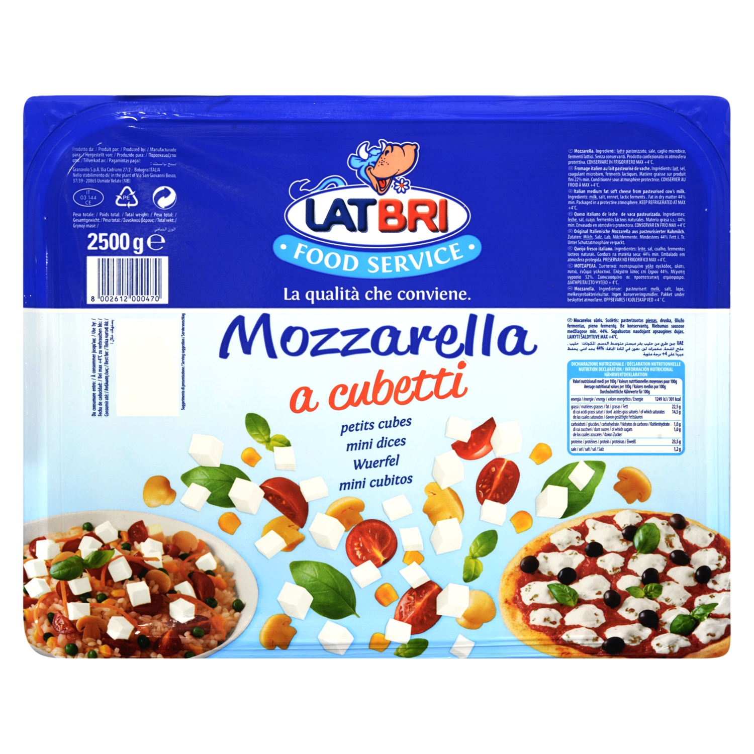 Mozzarella cubes 2,5kg
