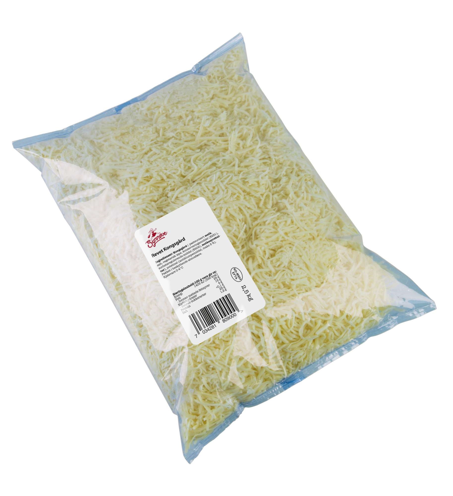 Revet mozzarella/finden 2,5kg