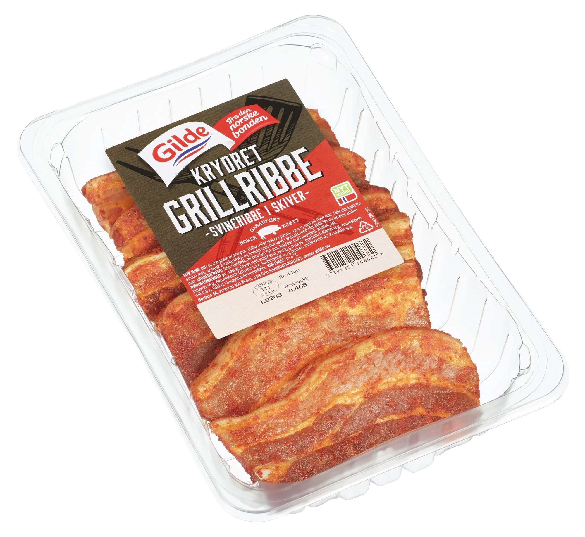 Grillribbe krydret skivet ca430g kg