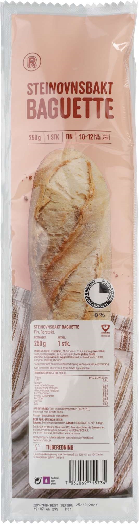 Baguette light stone oven 250g