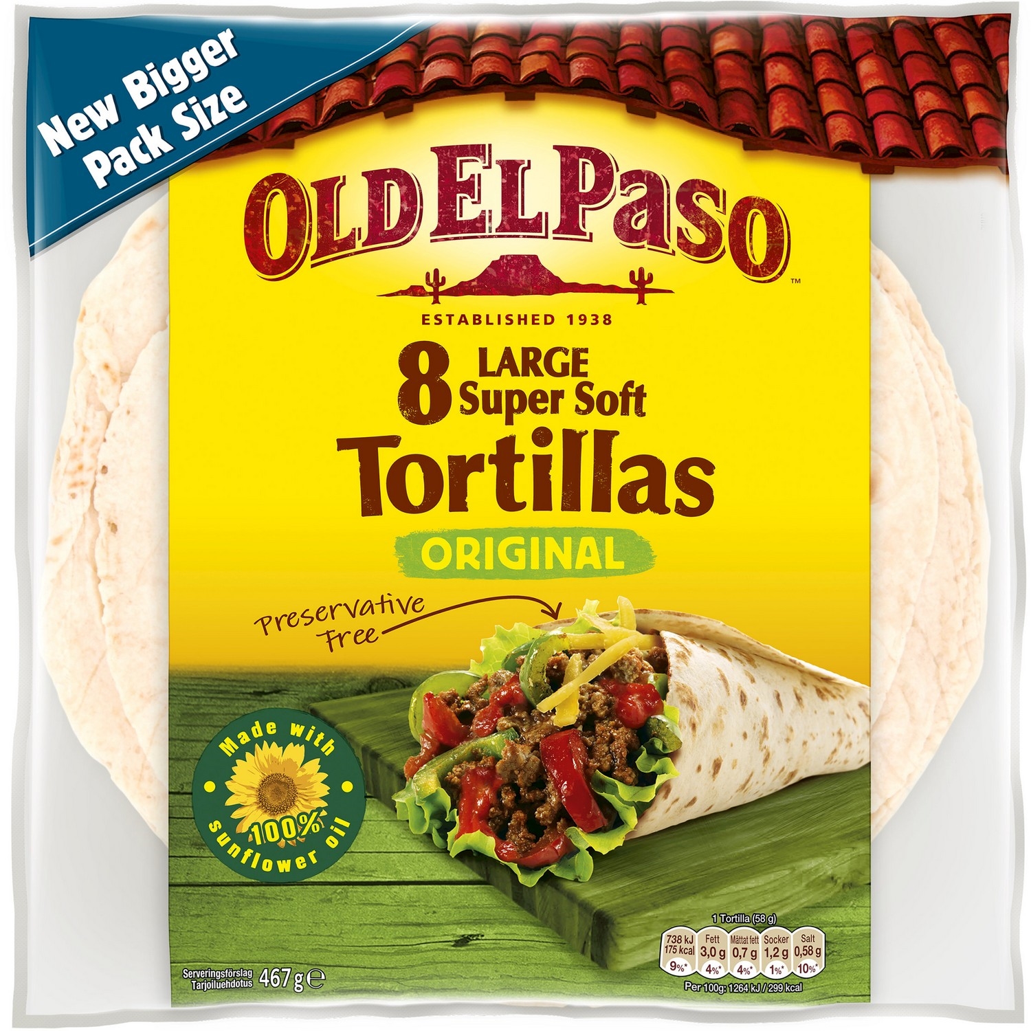 Old el paso tortillas 8stk   326g