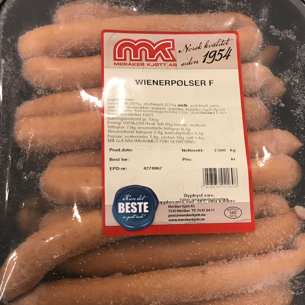 Wienerpølser røkte 2,5kg