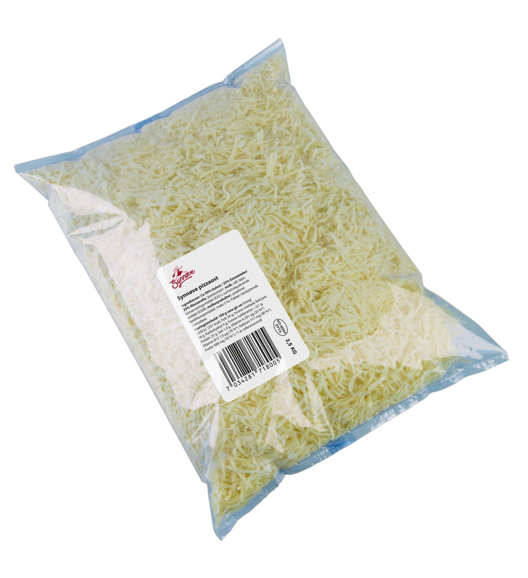Synnøve pizzaost 2,5kg