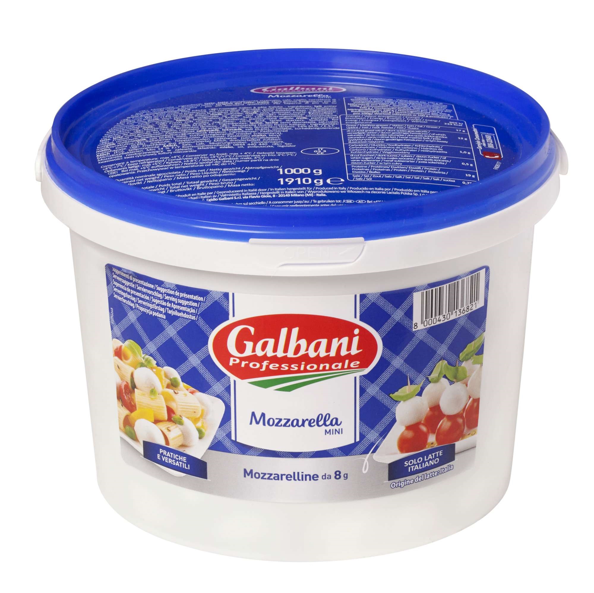 Galbani mozzarella mini (kuler á 8g, 1kg ost)  1,91kg