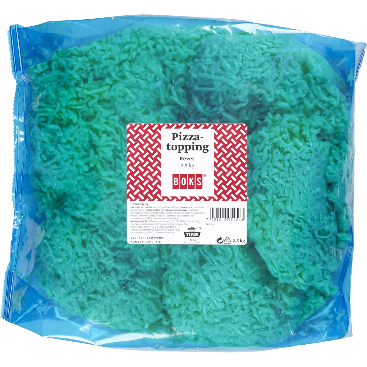 Pizzatopping revet boks   2,5kg