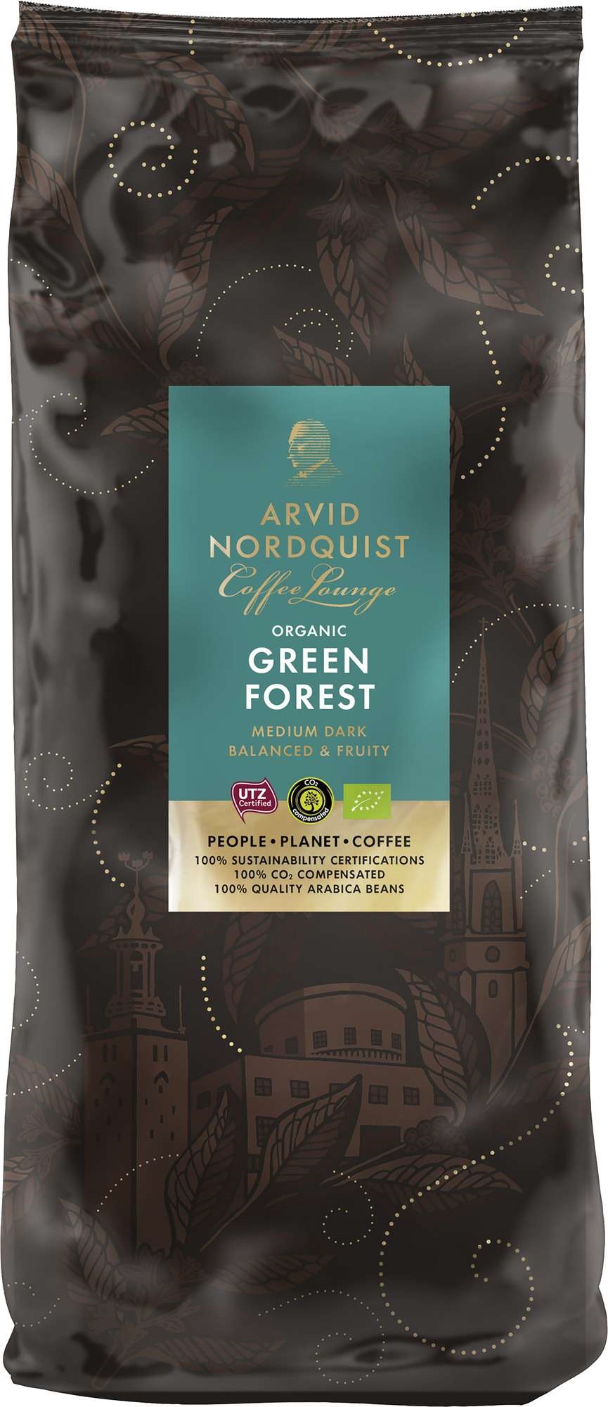 Kaffe green forest hele bønner økol.   1kg