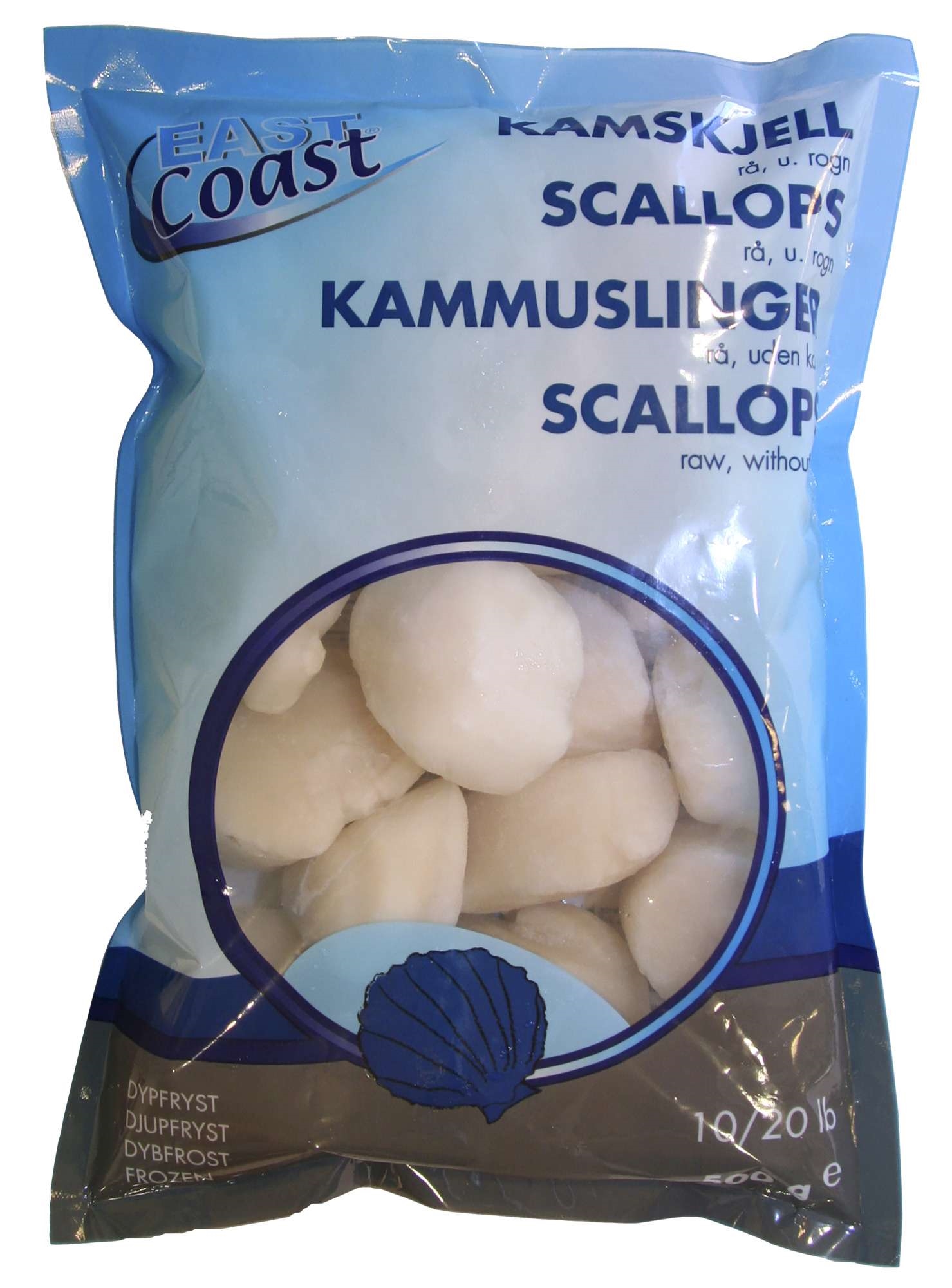 Kamskjell uten rogn 10/20  400g