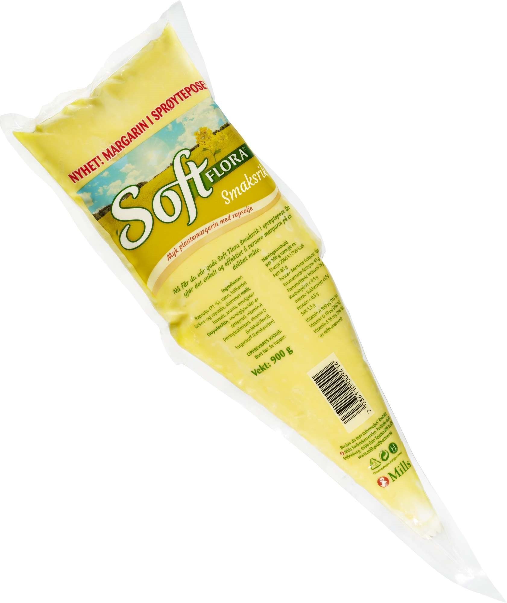 Soft flora margarin smaksrik sprøytepose   900g