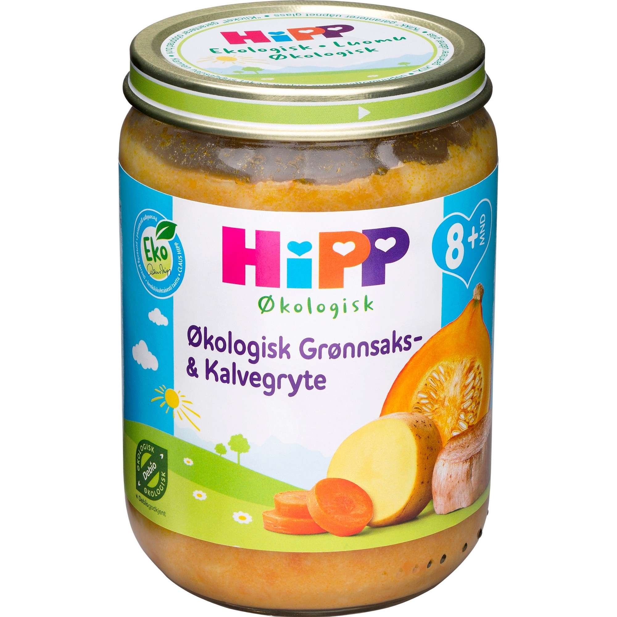 Hipp grønnsaks- & kalvegryte 8m økol. 190g
