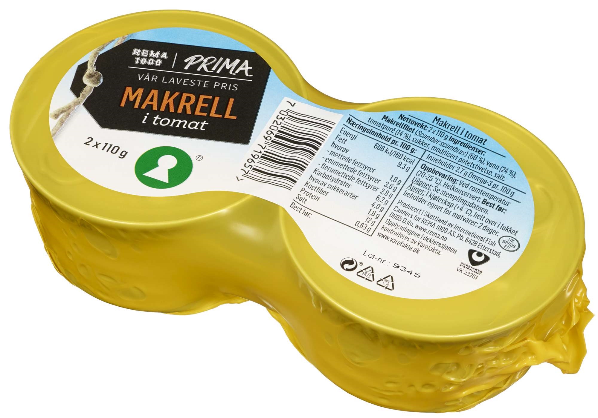 Makrell i tomat 2x110g    220g