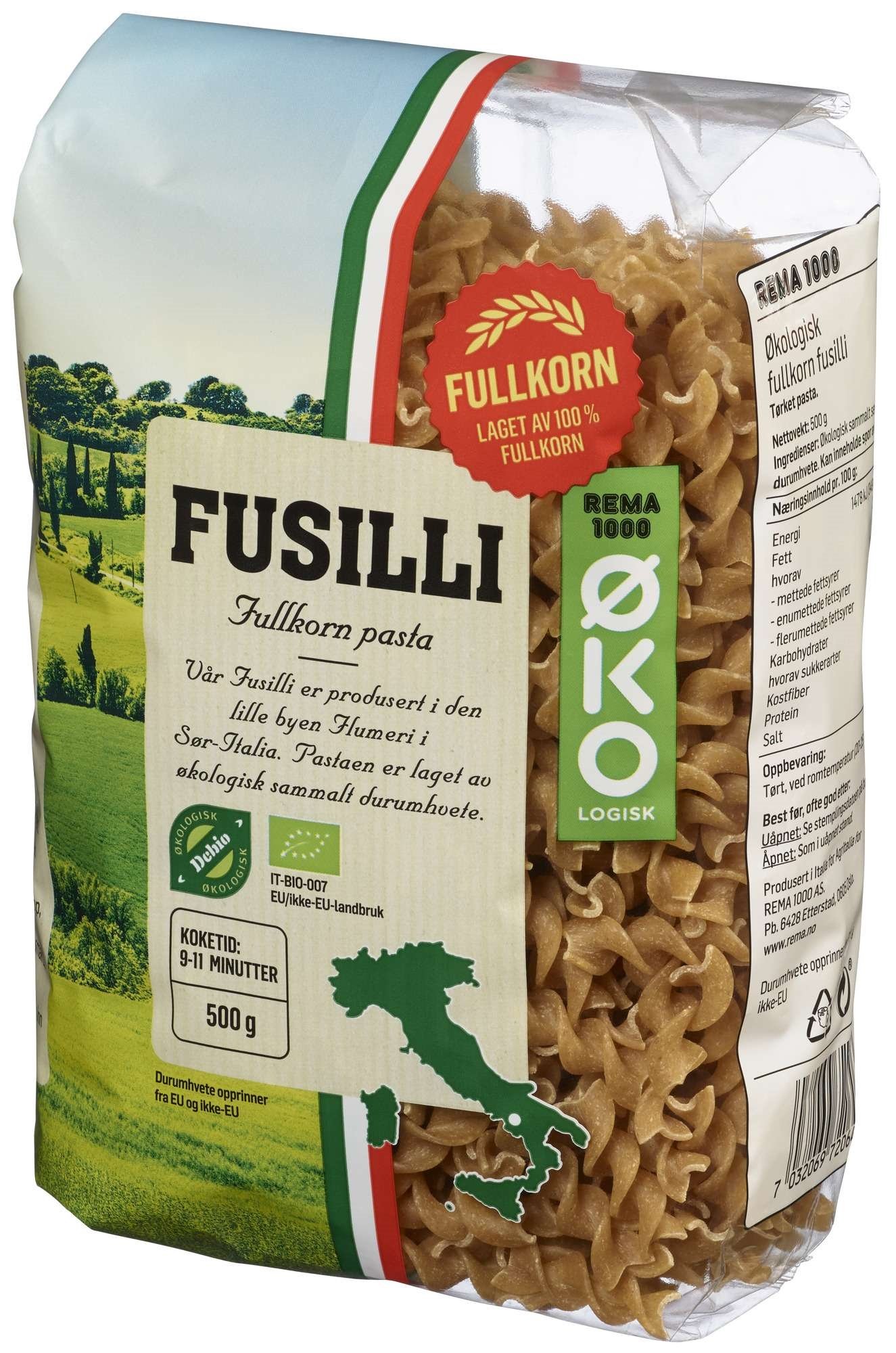 Fusilli fullkorn økol. 500g