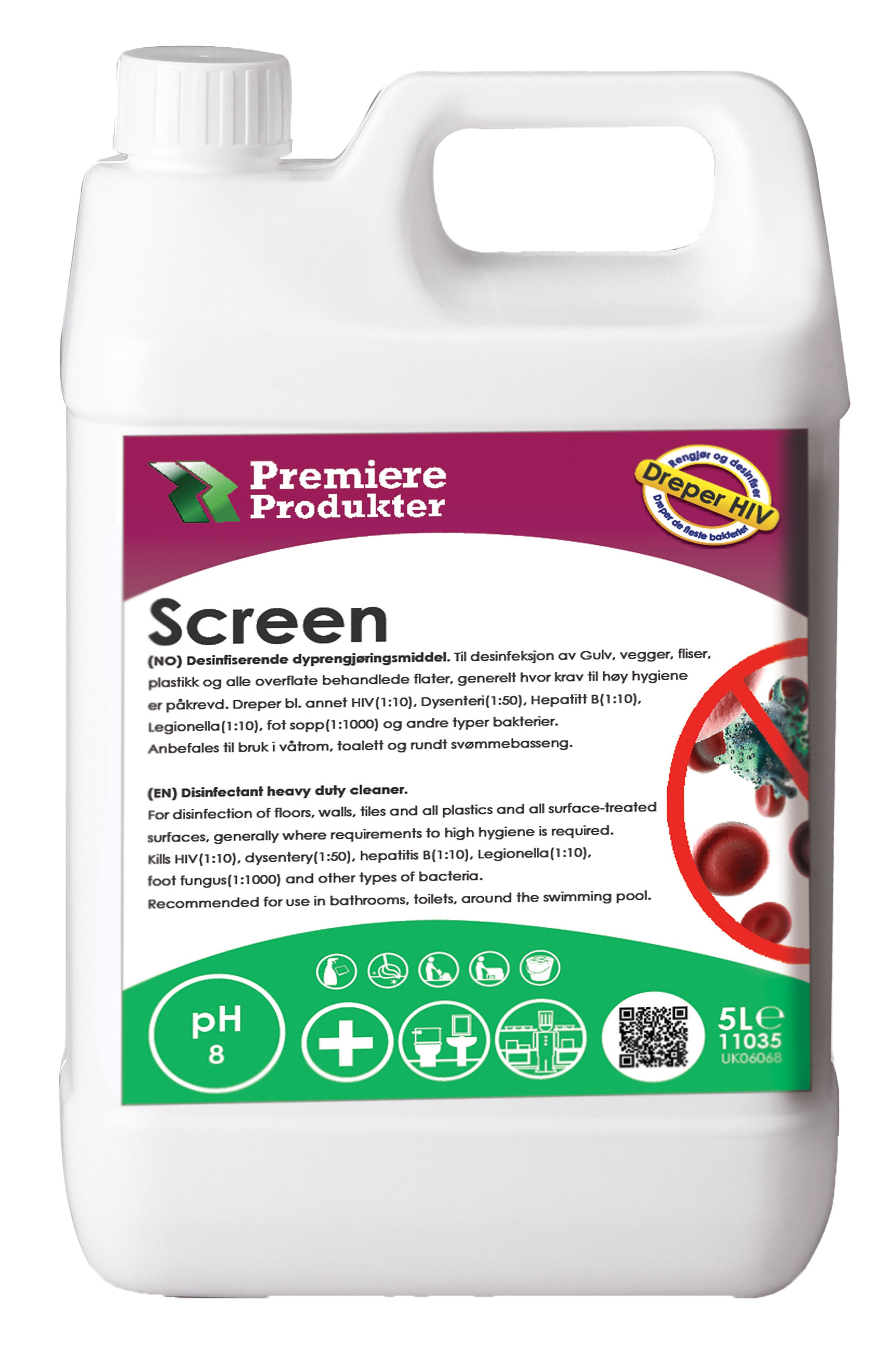 Screen kraftig desinfeksjonsmiddel 5l